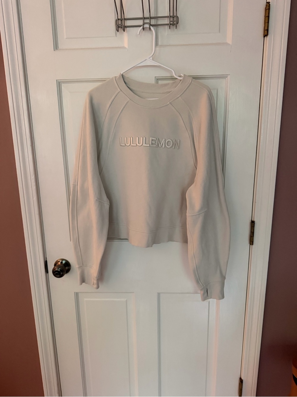 lululemon athletica Cream Embossed Logo Crewneck Sweater